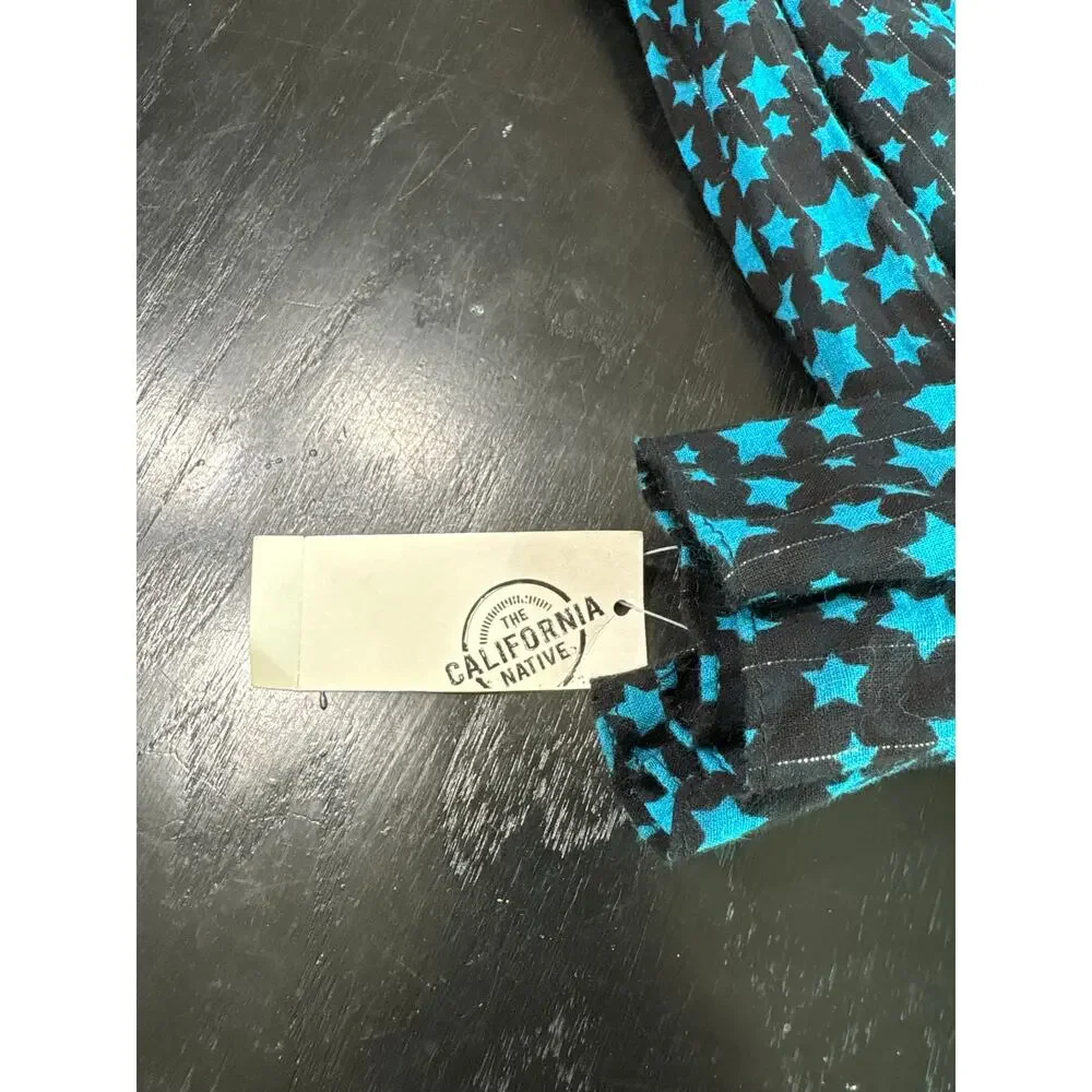 Y2K- Blue Stars Black Silver Metallic- Neck Scarf- 66x16